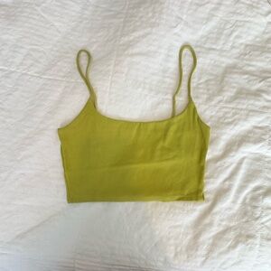 Zara Chartreuse Ribbed Crop Top Tank SMALL
